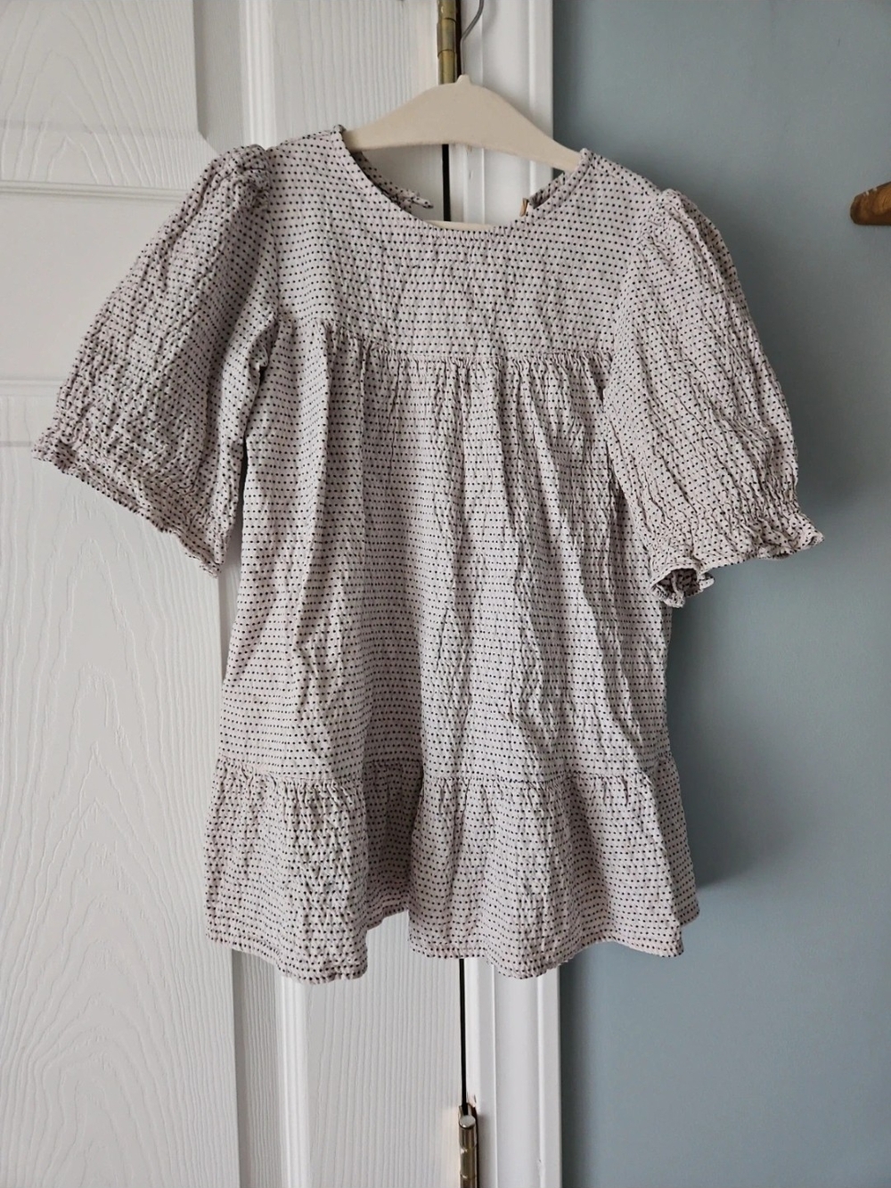 Zara Beige Dot Smocked Tunic Dress for Kids